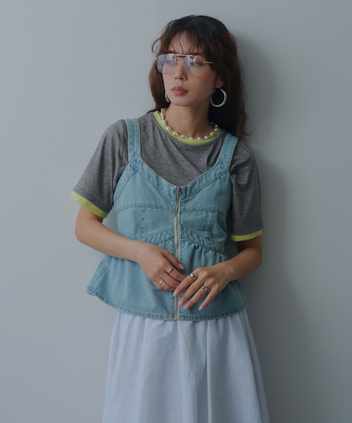 bohmal（ボマール） ベスト ジレ デニムペプラムキャミビスチェ