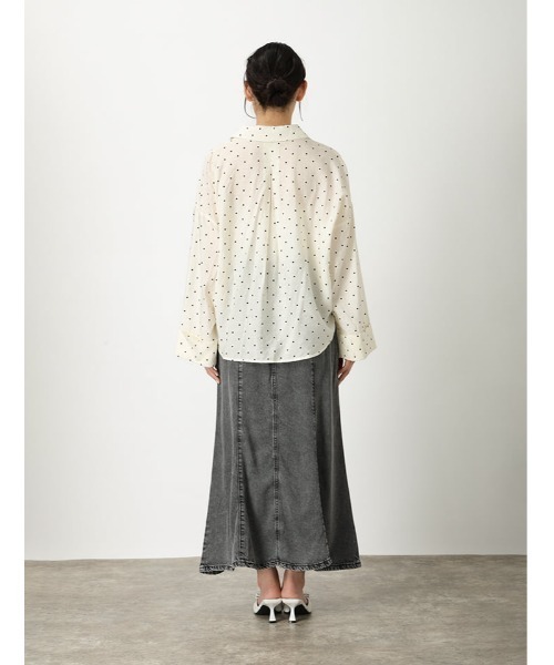 【良品】23区 ドット柄ブラウス 半袖 スキッパーネック fifth（フィフス） ブラウス シャツ ドット柄スキッパーシャツ