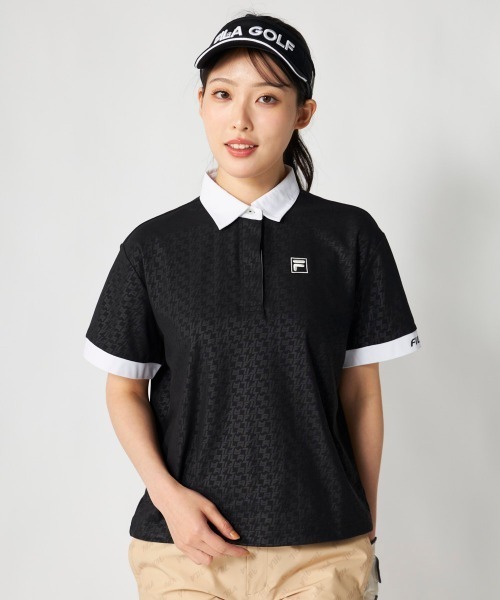 フィラゴルフ★総柄★ストレッチ★ポロシャツ【レディース サイズM】 FILA GOLF ブラウス シャツ 「FILA GOLF:フィラゴルフ」レディース半袖