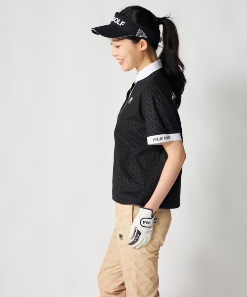 36388 フィラゴルフ　レディース　ポロシャツ　黒　サイズＬ FILA GOLF ブラウス シャツ 「FILA GOLF:フィラゴルフ」レディース半袖