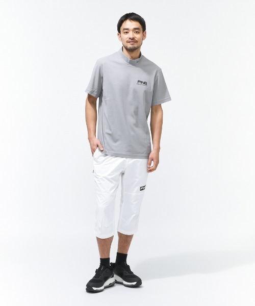 新品　PING ピン　セットアップ　モックネック　ハーフパンツ　ホワイト M PING（ピン） ハーフパンツ スラックス 短パン ピンホールメッシュ7分