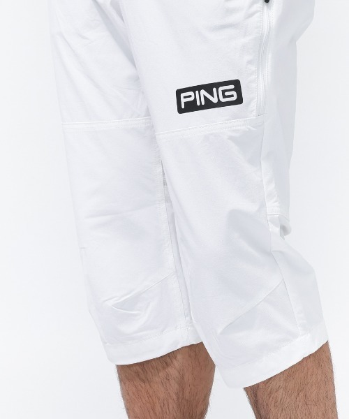 新品　PING ピン　セットアップ　モックネック　ハーフパンツ　ホワイト M PING（ピン） ハーフパンツ スラックス 短パン ピンホールメッシュ7分