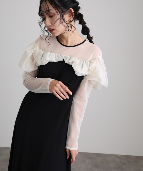 「atlo」 長袖ワンピース M チャコール レディースの画像