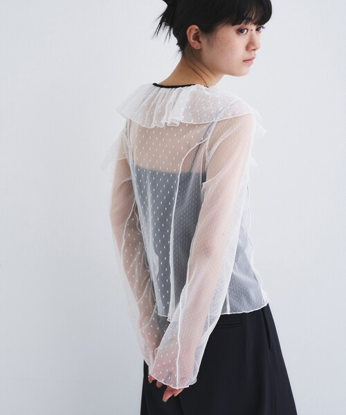 CODE A ブラウス シャツ tulle asymmetry blouse レディース 