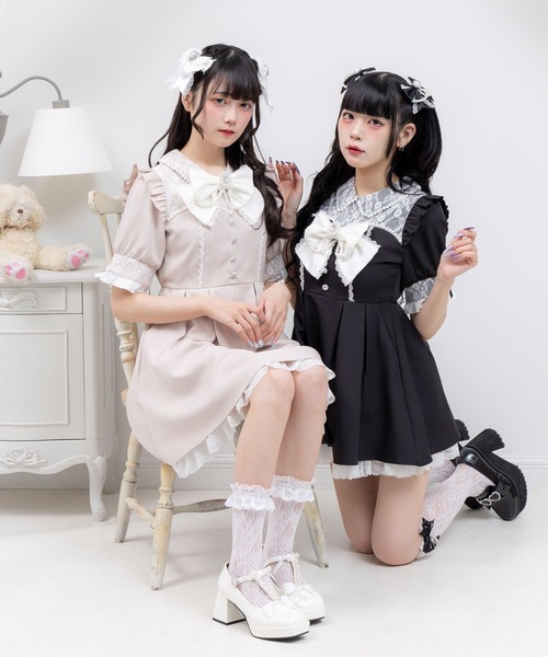 DearMyLove 「DearMyLove」 半袖ワンピース LL ブラック系その他
