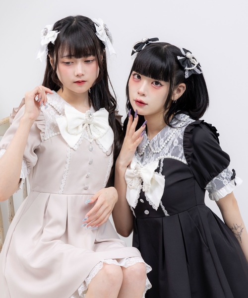 「DearMyLove」 半袖ワンピース LL ブラック系その他 レディース_画像3