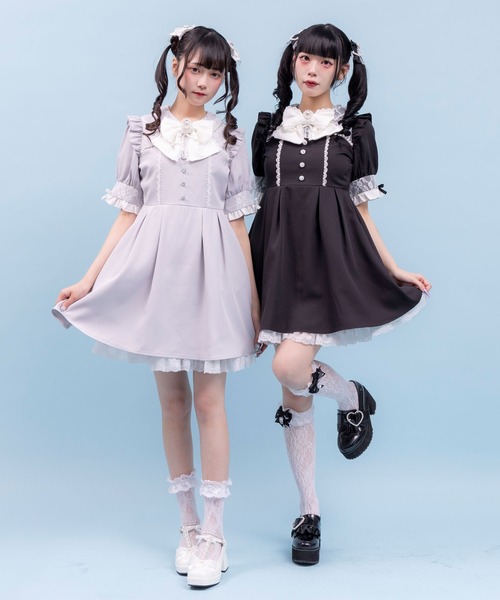 「DearMyLove」 半袖ワンピース LL ブラック系その他 レディース_画像5