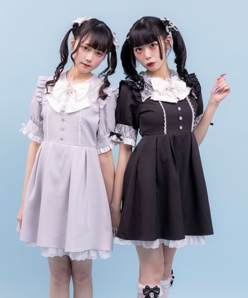 「DearMyLove」 半袖ワンピース LL ブラック系その他 レディース_画像7