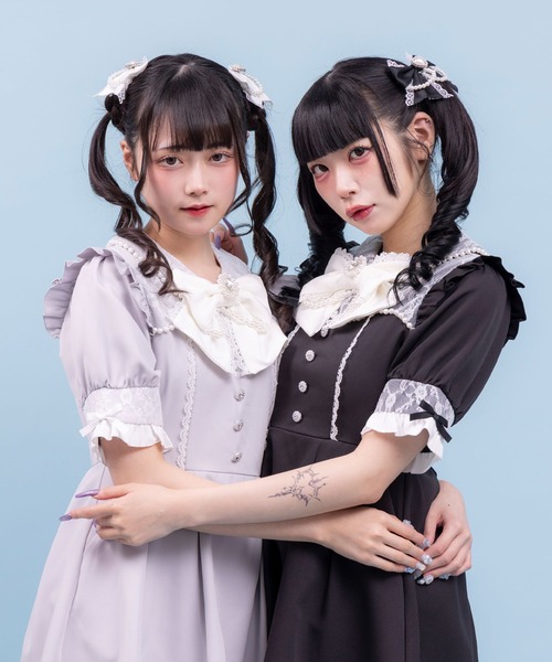 「DearMyLove」 半袖ワンピース LL ブラック系その他 レディース_画像9