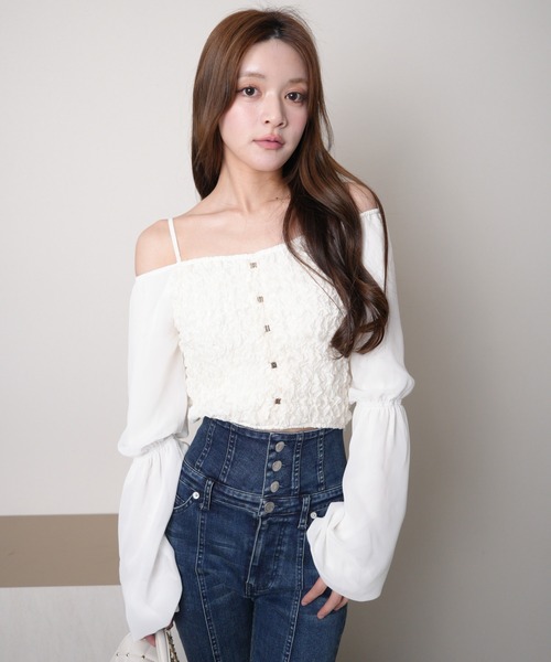 「LIPSERVICE」 長袖ブラウス FREE アイボリー レディース_画像2