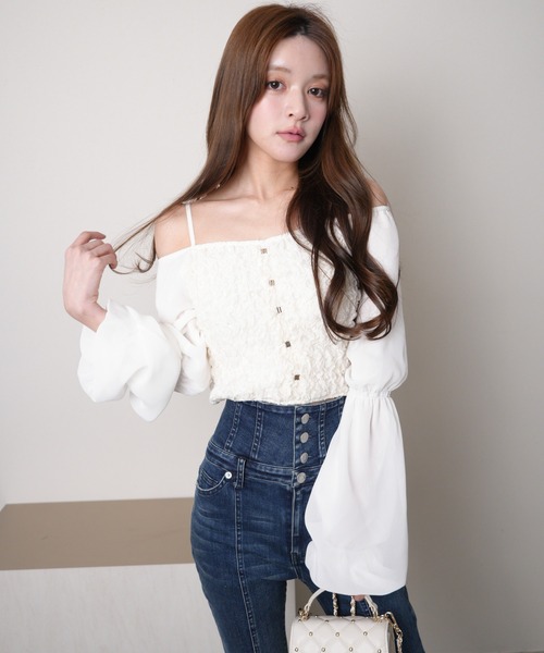 「LIPSERVICE」 長袖ブラウス FREE アイボリー レディース_画像3