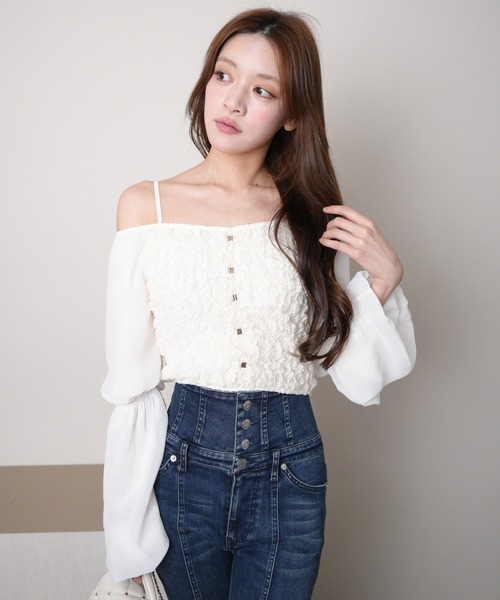 「LIPSERVICE」 長袖ブラウス FREE アイボリー レディース_画像4