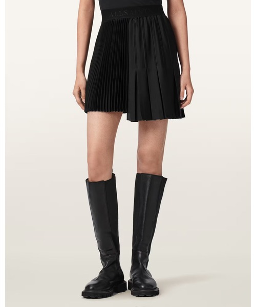 未使用！mtmodelist ウールナイロン ミニスカート/ブラック ALLSAINTS（オールセインツ） スカート JAX ASYMMETRIC MINI SKIRT