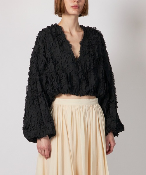 CLANE（クラネ） ブラウス シャツ CLANE TOPSTITCHED FRILL BOLERO