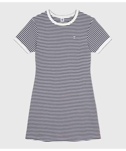 PETIT BATEAU（プチバトー） ワンピース 半袖 ミラレ半袖ワンピース