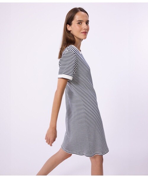 PETIT BATEAU（プチバトー） ワンピース 半袖 ミラレ半袖ワンピース