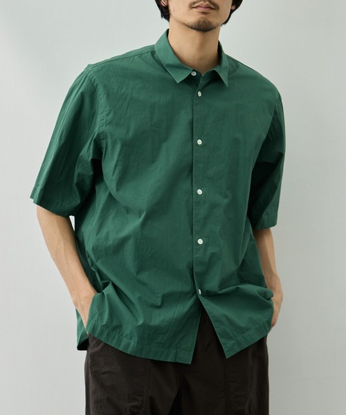 シャツ 「ATON/エイトン」SHRINK COTTON LAWN OVERSIZED HALF SLEEVE SHIRT メンズの画像