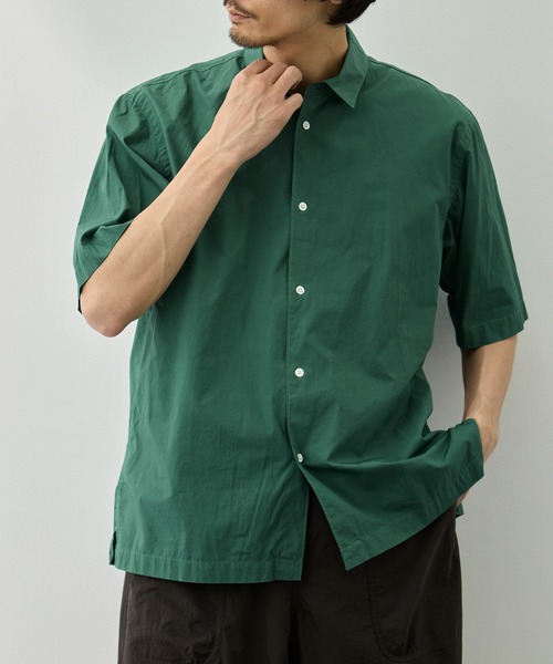 シャツ 「ATON/エイトン」SHRINK COTTON LAWN OVERSIZED HALF SLEEVE SHIRT メンズの画像