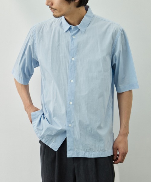 シャツ 「ATON/エイトン」SHRINK COTTON LAWN OVERSIZED HALF SLEEVE SHIRT メンズの画像