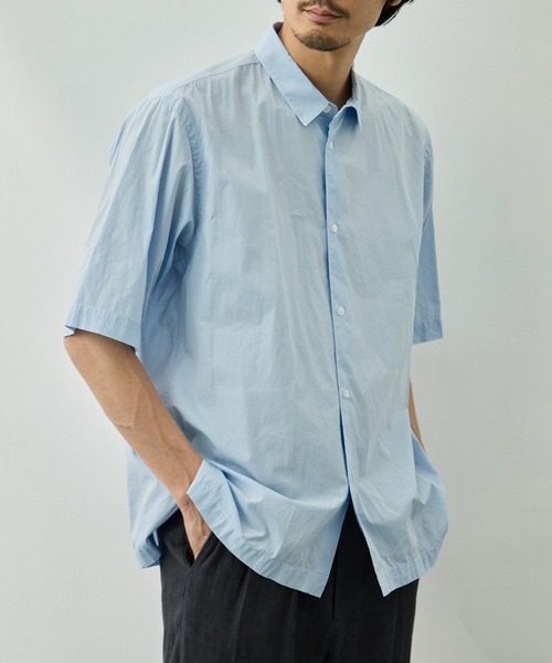 シャツ 「ATON/エイトン」SHRINK COTTON LAWN OVERSIZED HALF SLEEVE SHIRT メンズの画像