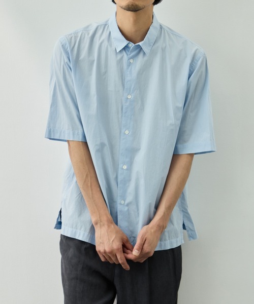 シャツ 「ATON/エイトン」SHRINK COTTON LAWN OVERSIZED HALF SLEEVE SHIRT メンズの画像