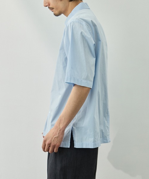 シャツ 「ATON/エイトン」SHRINK COTTON LAWN OVERSIZED HALF SLEEVE SHIRT メンズの画像