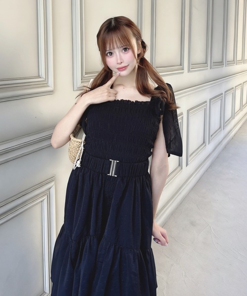 【店舗完売品】one way 2wayワンピース 黒ドット one way（ワンウェイ） ワンピース 夏 2wayセットワンピース