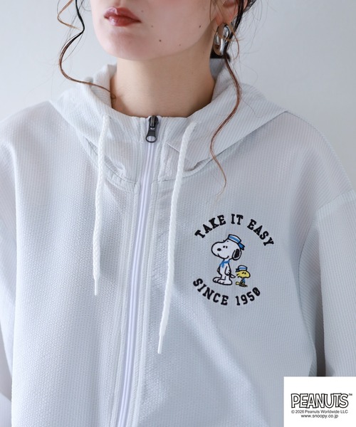 PEANUTS パーカー スヌーピーシアサッカーZIPパーカー メンズ
