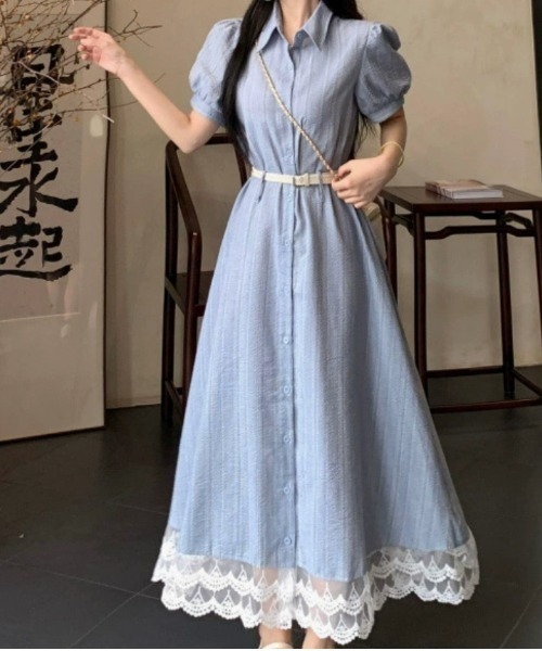 ワンピース 半袖 レースヘムシャツワンピース : ZOZOTOWN Yahoo!店