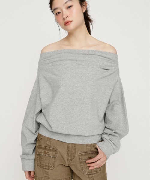 SLY（スライ） tシャツ 「昨年大人気TOPS！」TUCKED OFFSHOULDER TOPS