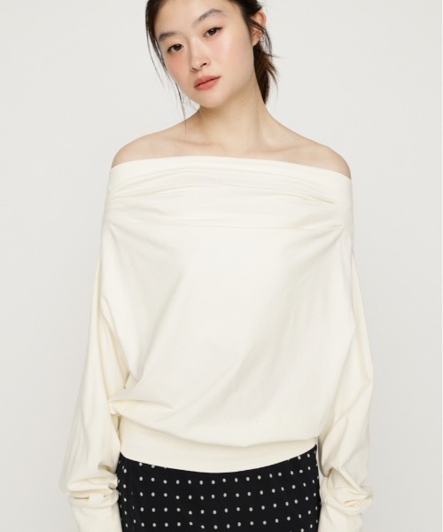 SLY（スライ） tシャツ 「昨年大人気TOPS！」TUCKED OFFSHOULDER TOPS
