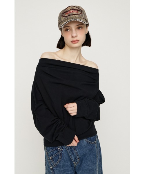 SLY（スライ） tシャツ 「昨年大人気TOPS！」TUCKED OFFSHOULDER TOPS