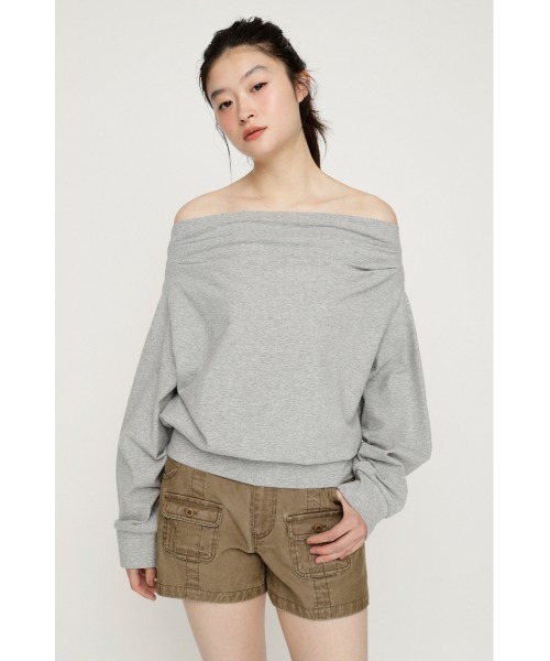 SLY（スライ） tシャツ 「昨年大人気TOPS！」TUCKED OFFSHOULDER TOPS