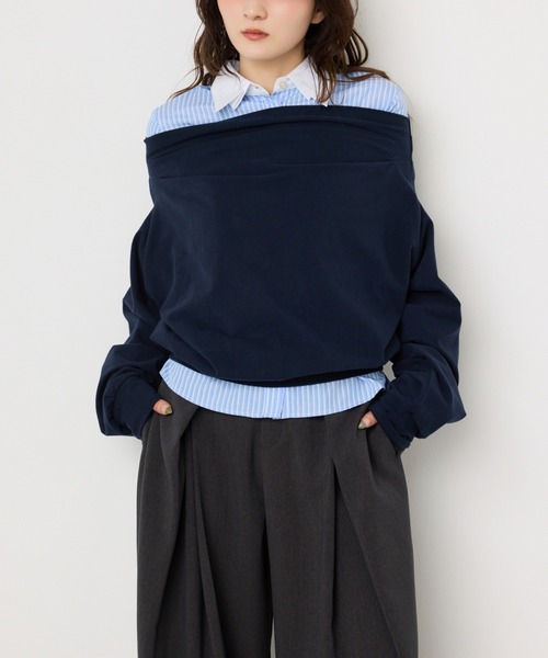 SLY（スライ） tシャツ 「昨年大人気TOPS！」TUCKED OFFSHOULDER TOPS