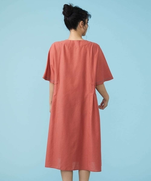 「Jocomomola」 半袖ワンピース 40 ネイビー レディース_画像3