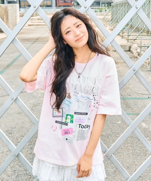 「LOVETOXIC」 「KIDS」7分袖カットソー - ピンク キッズ_画像4