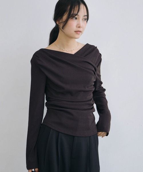archives（アルシーヴ） tシャツ 「ONかわ」タックドレープ 