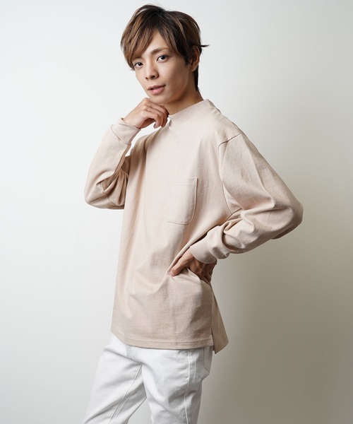 おしゃれスタ tシャツ ビッグシルエットモックネックTシャツ(IR