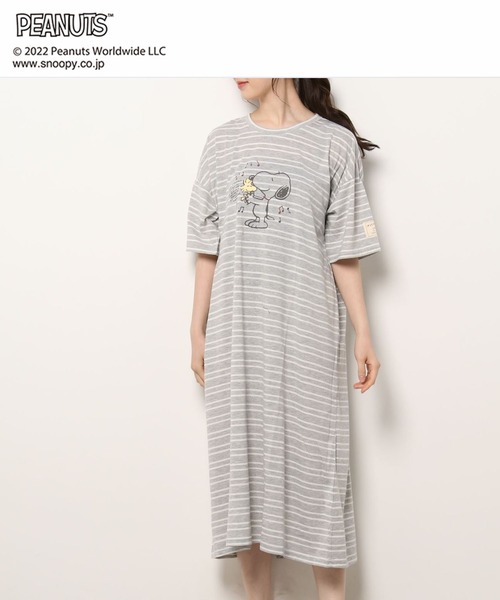 ルームウェア パジャマ Snoopy Ll 6l 大きいサイズ スヌーピー ボーダー ルームワンピース Zozotown Paypayモール店 通販 Paypayモール