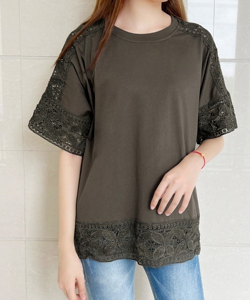 tシャツ シースルーフラワートップス レディース フラワー シースルー 長袖Tシャ[品番：FROW0001390]｜by muni:r