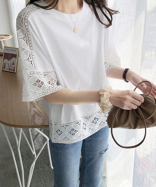 tシャツ シースルーフラワートップス レディース laki1560.jpg