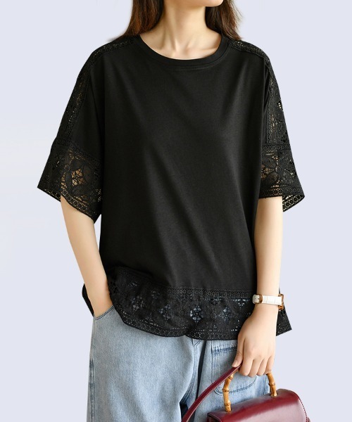 tシャツ シースルーフラワートップス レディース フラワー シースルー 長袖Tシャ[品番：FROW0001390]｜by muni:r