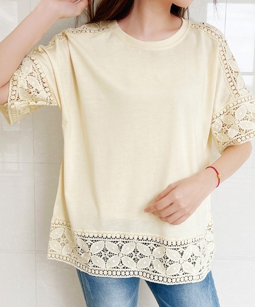 美品❣️お袖シースルーTシャツ tシャツ ポイントシースルートップス レディース : ZOZOTOWN
