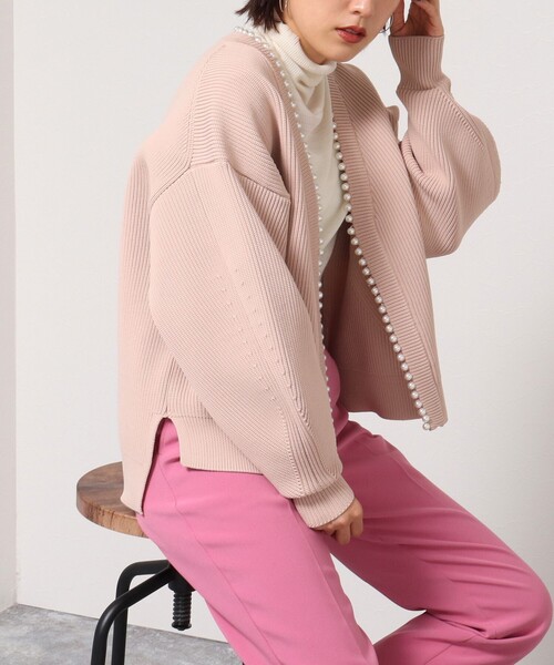NOLLEY'S（ノーリーズ） カーディガン パール付片畦カーディガン