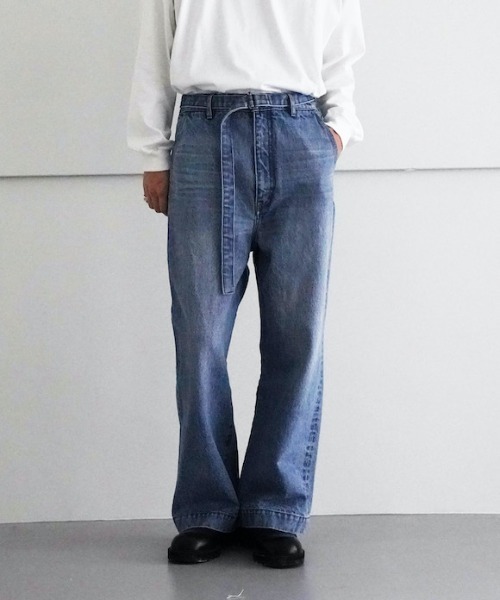yass ジーンズ yass BELTED DENIM TROUSER USED メンズ : ZOZOTOWN