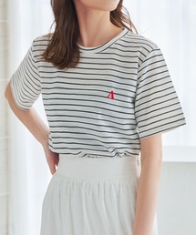 Isn't She？（イズントシー） tシャツ 半袖 ボーダー刺繍ロゴTシャツ