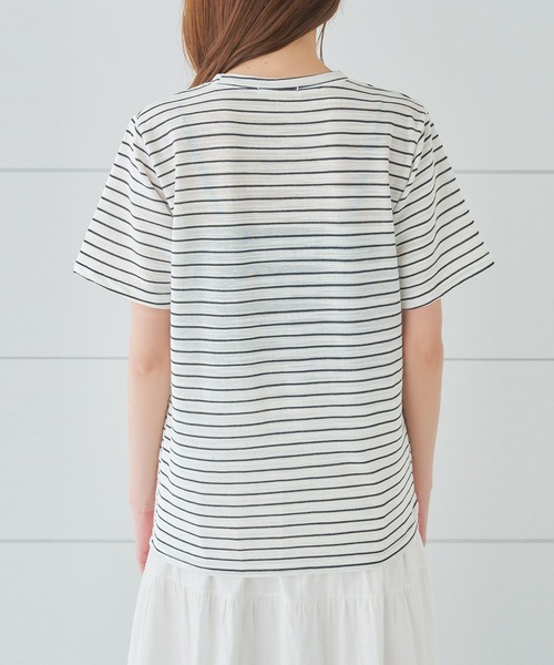 Isn't She？ tシャツ ボーダー刺繍ロゴTシャツ レディース