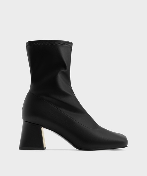 CHARLES ＆ KEITH ブーツ メタリック トラペーズヒールアンクル