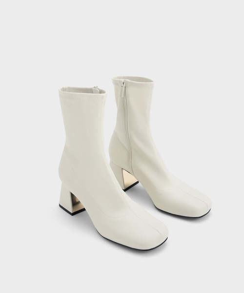 チャールズアンドキース メタリックトラペーズヒールアンクルブーツ CHARLES ＆ KEITH ブーツ メタリック トラペーズヒールアンクル