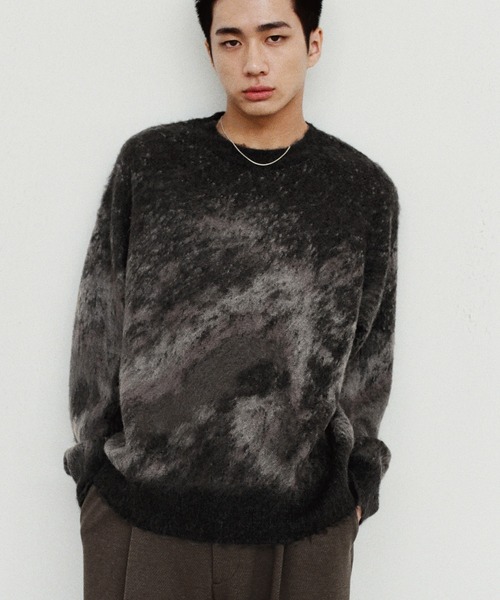 WYM LIDNM セーター ニット MOHAIR BLEND JACQUARD SHAGGY KNIT メンズ 